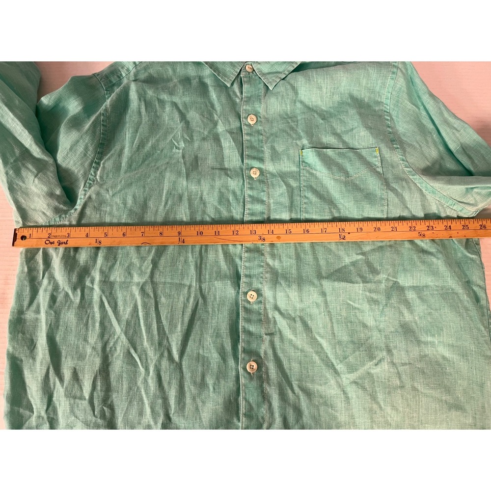 Tommy Bahama Button Down Shirt Mens XL Green Linen Long Sleeve Pocket - Picture 5 of 8
